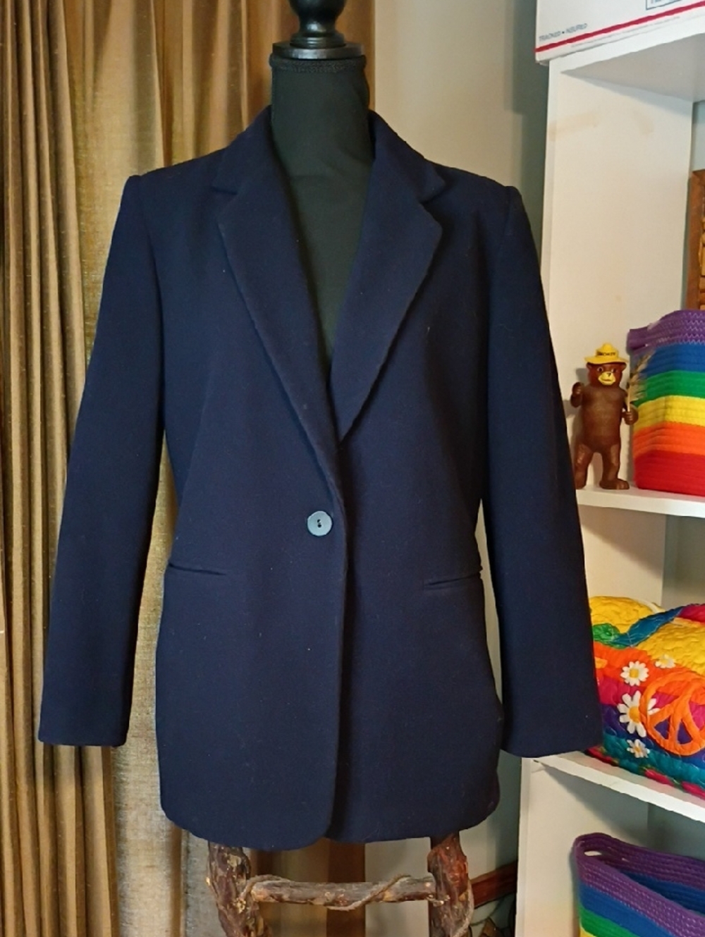 Vintage Studio 205 Navy Single-Button Tailored Blazer